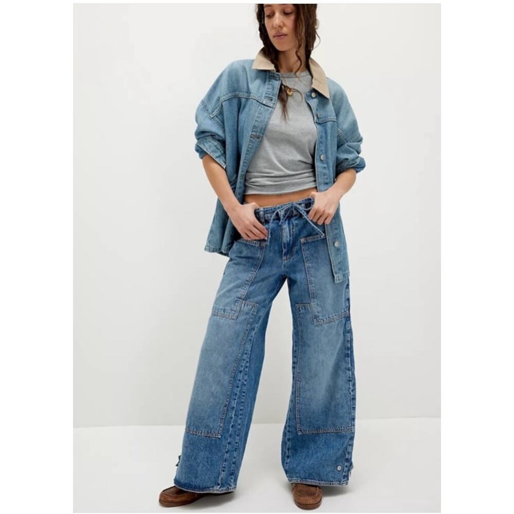 Free People CRVY Outlaw Wide-Leg Jeans Medium NEW